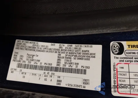 2016 Ford Fiesta Se из США, поврежденный, VIN 3FADP4BJ0GM156398